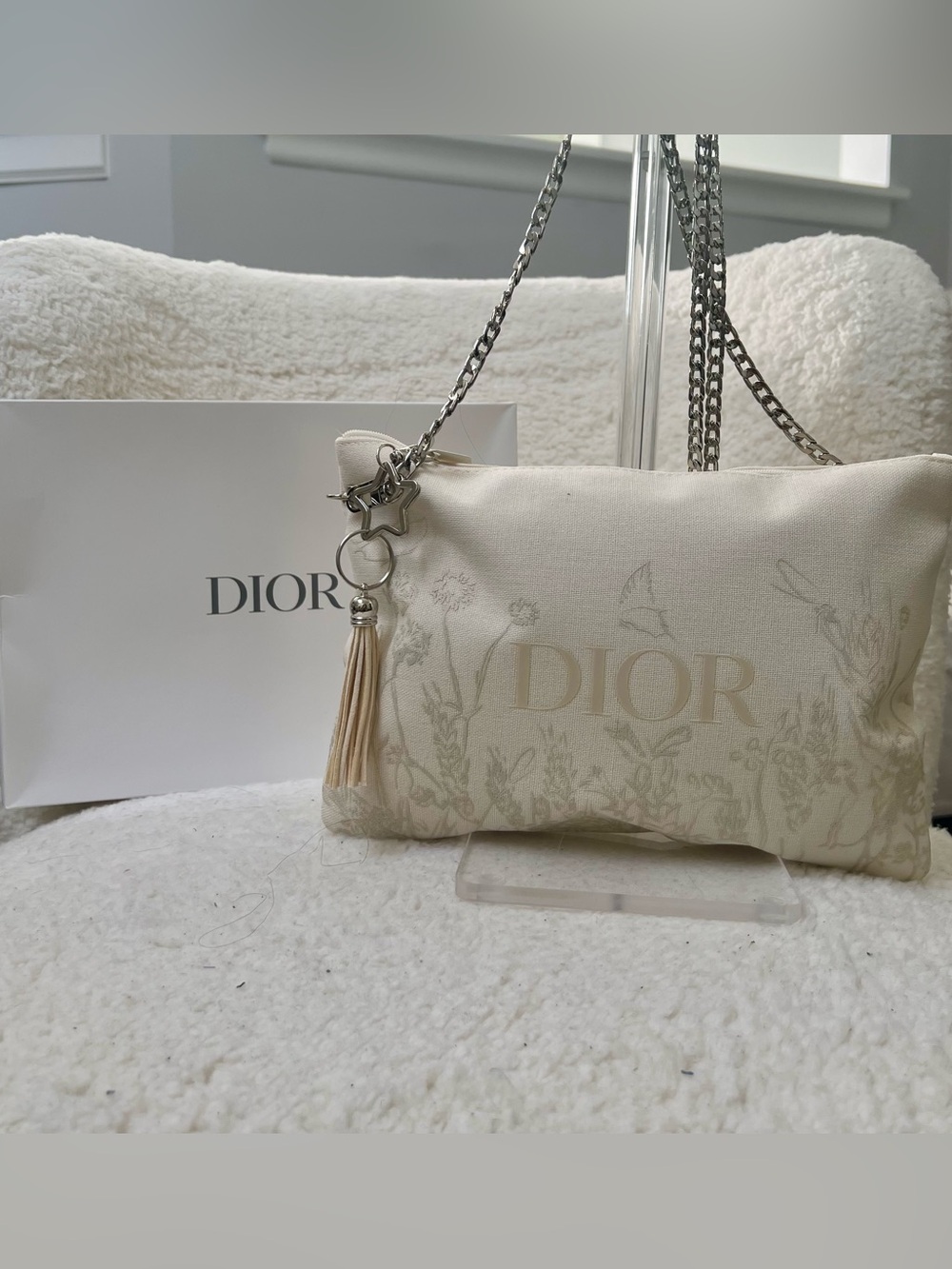 Dior Cream Embroidered Upcycled beauty to Crossbody Bag
